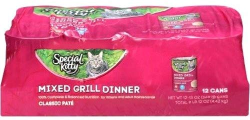 Comida úmida para gato especial Kitty Mixed Grill para jantar, 13 onças, 12 unidades