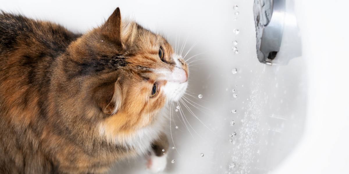 Uma cena intrigante com um gato curioso empoleirado na beira de uma banheira, olhando com curiosidade para a água dentro dela. A postura e expressão do gato captam o seu fascínio pela banheira, destacando a sua característica exploração e interação com o seu ambiente.