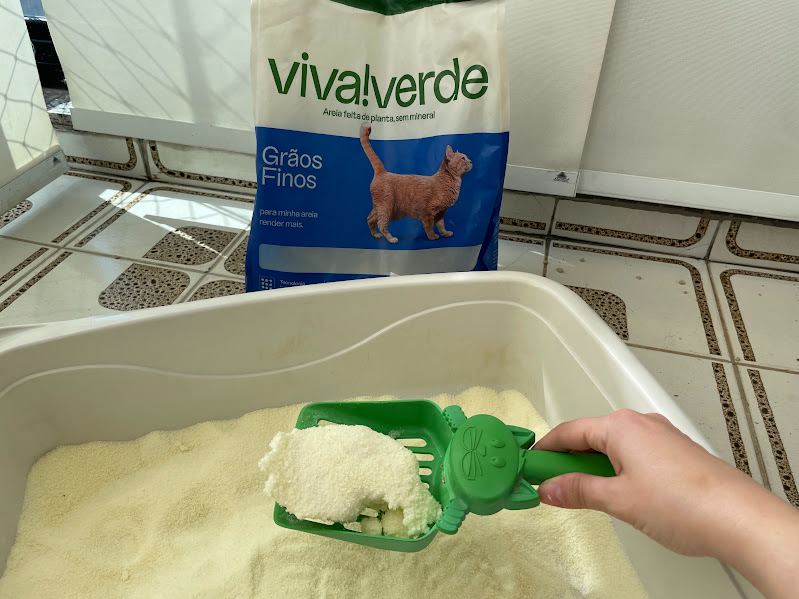 Areia Higiênica Viva Verde Grãos Finos para Gatos